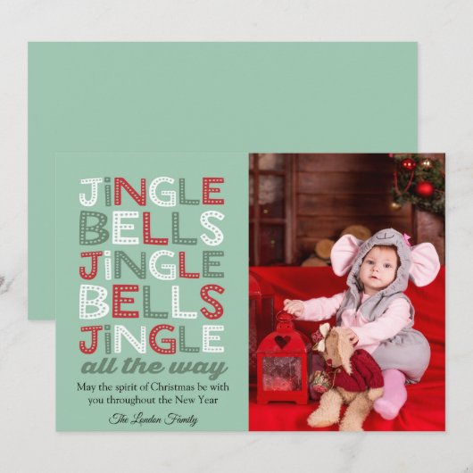 Carte de voeux de Noël Jingle Bells (Devant / Derrière)