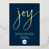 Carte de vœux de Noël Joy Business Bleu marine et  (Recto)