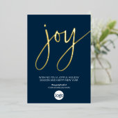 Carte de vœux de Noël Joy Business Bleu marine et  (Debout devant)