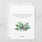 Carte de vœux de Noël JOY Holly Berry Branch (Dos)