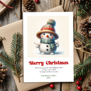 Carte de vœux de Noël joyeuse avec bonhomme de nei