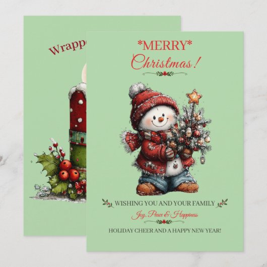 Carte de vœux de Noël joyeux (Devant / Derrière)