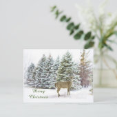 Carte de vœux de Noël joyeux avec cerf dans un pay (Debout devant)