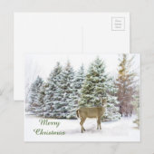 Carte de vœux de Noël joyeux avec cerf dans un pay (Devant / Derrière)