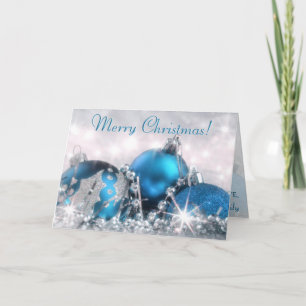 Carte de voeux de Noël Joyeux bleu et argent
