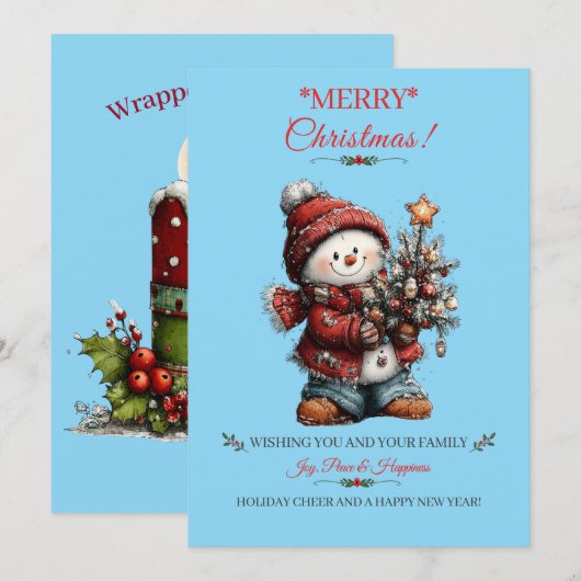Carte de vœux de Noël Joyeux Noël (Devant / Derrière)