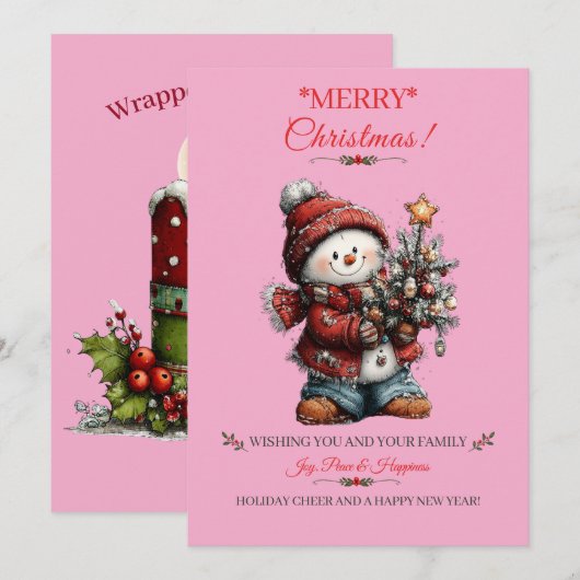 Carte de vœux de Noël Joyeux Noël (Devant / Derrière)