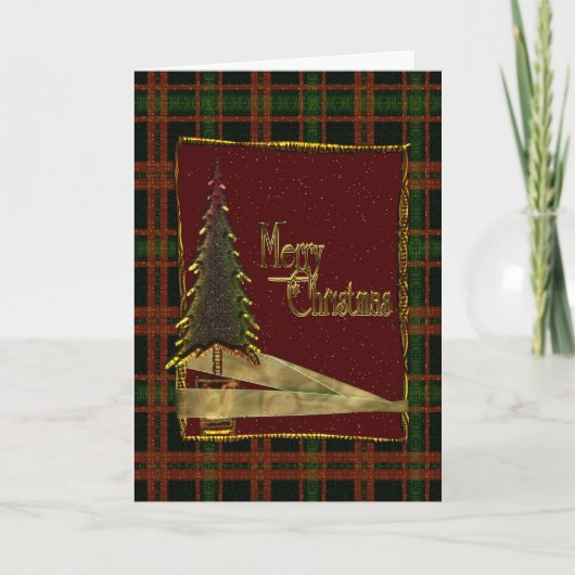 Carte de voeux de Noël Joyeux Plaid (Devant)