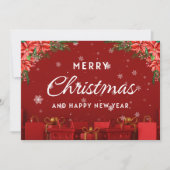 Carte de voeux de Noël Joyeux Rouge Blanc Moderne (Devant)