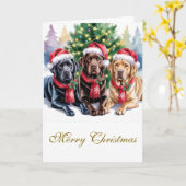 Carte de vœux de Noël Labrador (Fleur jaune)