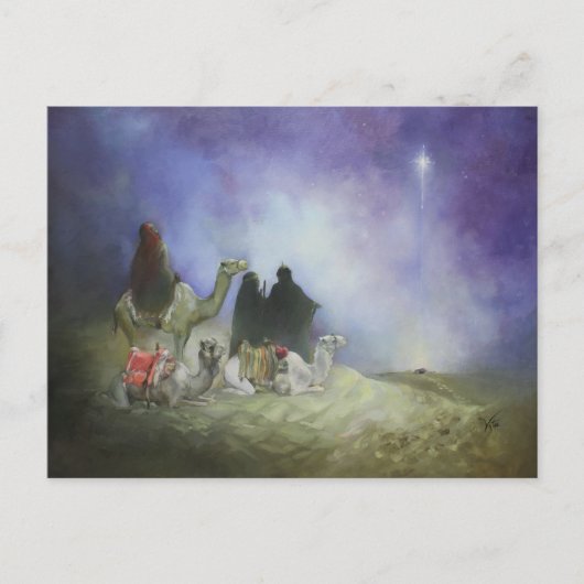 Carte de vœux de Noël Le voyage des Mages (Devant)