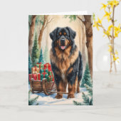 Carte de voeux de Noël Leonberger Dog (Fleur jaune)