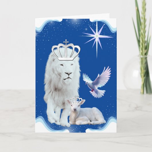 Carte de vœux de Noël Lion & Agneau (Devant)