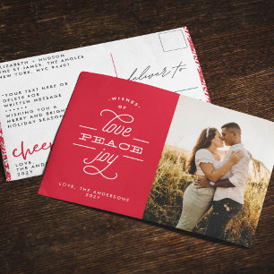 Carte de vœux de Noël Love Peace Joy