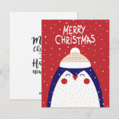 Carte de vœux de Noël Manchot (Devant / Derrière)