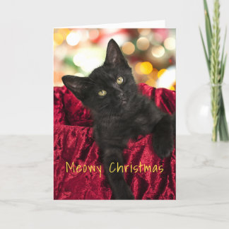 Carte de vœux de Noël Meowy Black Kitten