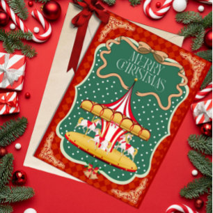 Carte de vœux de Noël merry-go-round