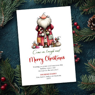 Carte de vœux de Noël minimaliste Funny Santa clas
