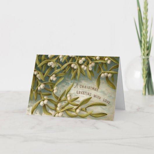 Carte de voeux de Noël Mistletoe Vintage (Devant)