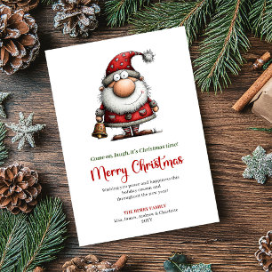 Carte de vœux de Noël moderne avec Père Noël drôle