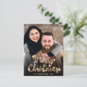 Carte de vœux de Noël moderne dorée PHOTO (Debout devant)