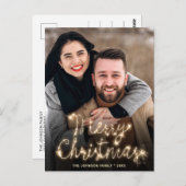 Carte de vœux de Noël moderne dorée PHOTO (Devant / Derrière)