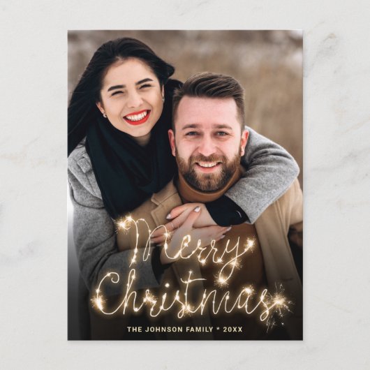Carte de vœux de Noël moderne dorée PHOTO (Devant)