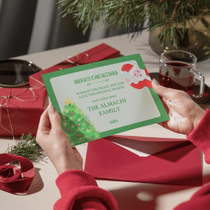 carte de vœux de Noël moderne famille sapin Père N