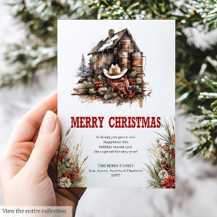 Carte de vœux de Noël numérique savane rustique