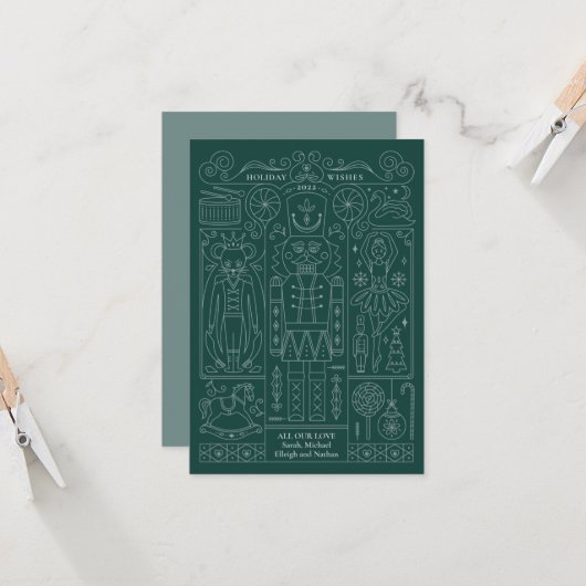 Carte de voeux de Noël Nutcracker (Devant/Arrière en situation)