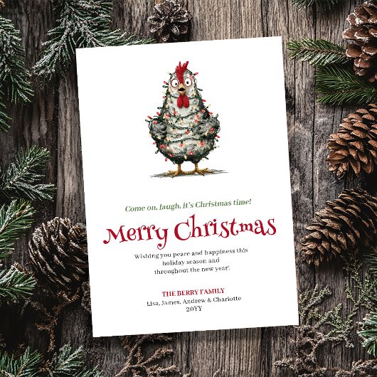 Carte de vœux de Noël originale avec un poulet de