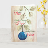 Carte de voeux de Noël Ornament bleu (Fleur jaune)