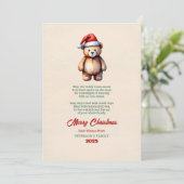 Carte de vœux de Noël Ourson à l'aquarelle (Debout devant)