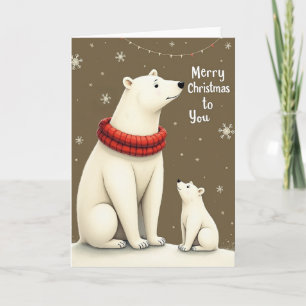 Carte de vœux de Noël Ourson Polaire Mignon