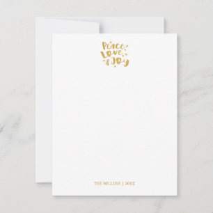 Carte de vœux de Noël Paix Amour Joie