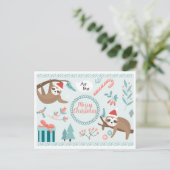 Carte de vœux de Noël Paresseux (Debout devant)