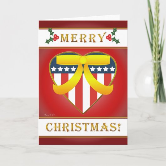 Carte de voeux de Noël Patriotic Heart Blank aux É (Devant)