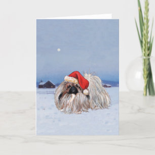 Carte de voeux de Noël Pekingese