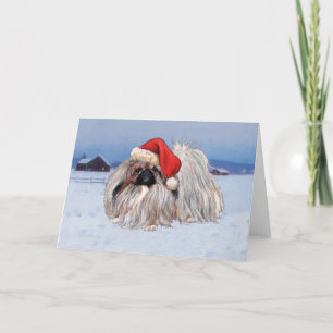 Carte de voeux de Noël Pekingese