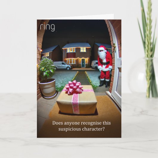 Carte de voeux de Noël Père Noël 2024 suspecte (Devant)
