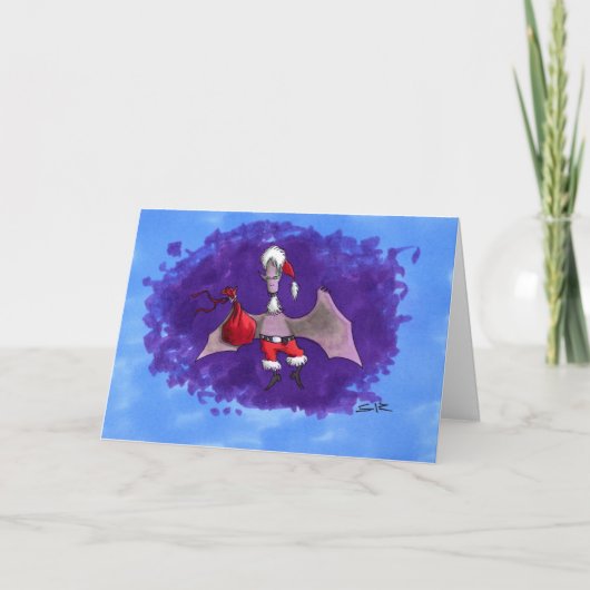 Carte de voeux de Noël père Noël Bat (Devant)