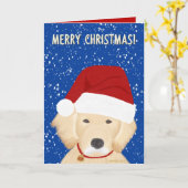 Carte de voeux de Noël Père Noël Chien (Fleur jaune)