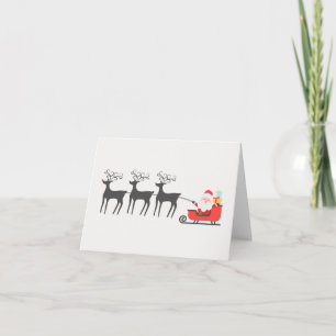 Carte de vœux de Noël Père Noël traîneau