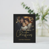Carte de vœux de Noël photo à script doré minimal (Debout devant)