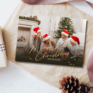 Carte de vœux de Noël photo de famille Merry Chris