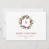 Carte de voeux de Noël photo initiale de la famill (Devant)