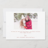 Carte de voeux de Noël photo initiale de la famill (Dos)