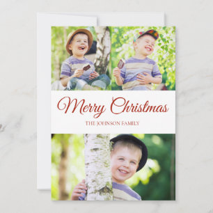 Carte de vœux de Noël Photo Rouge Point Blanc
