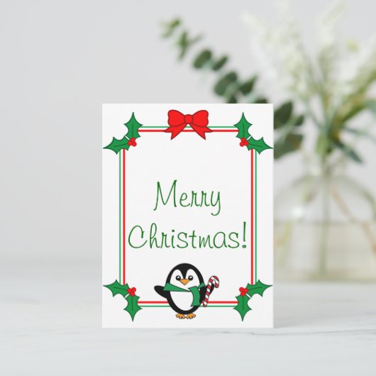 Carte de vœux de Noël Pingouin (Debout devant)