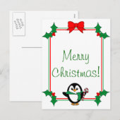 Carte de vœux de Noël Pingouin (Devant / Derrière)